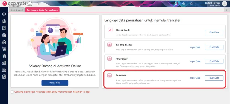 mengisi info pemasok